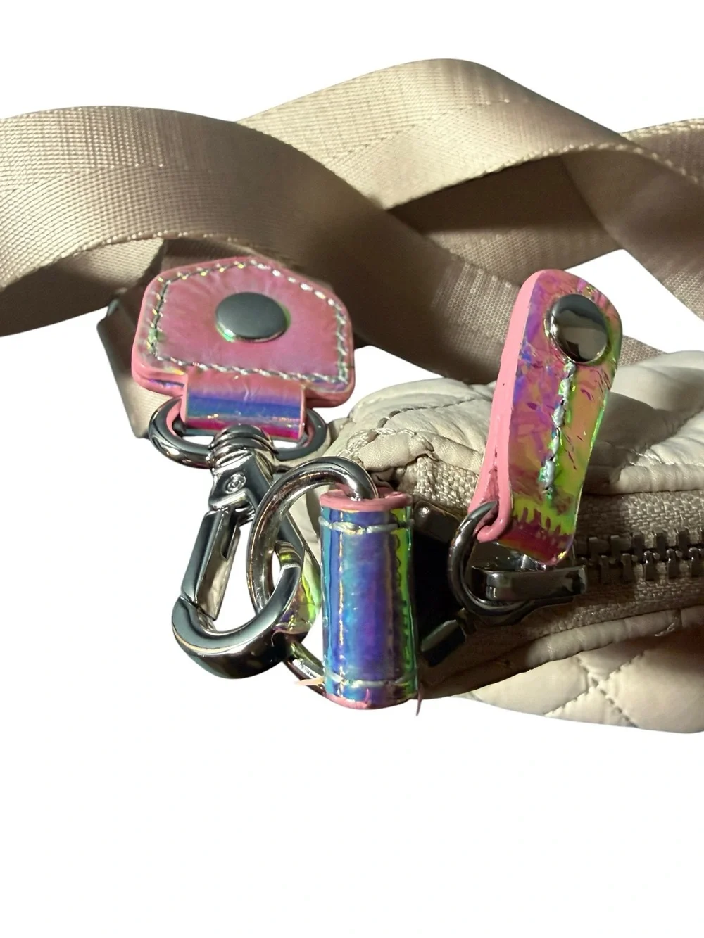 MZ Wallace Crosby Convertible Crossbody Mushroom Pink Opal Leather